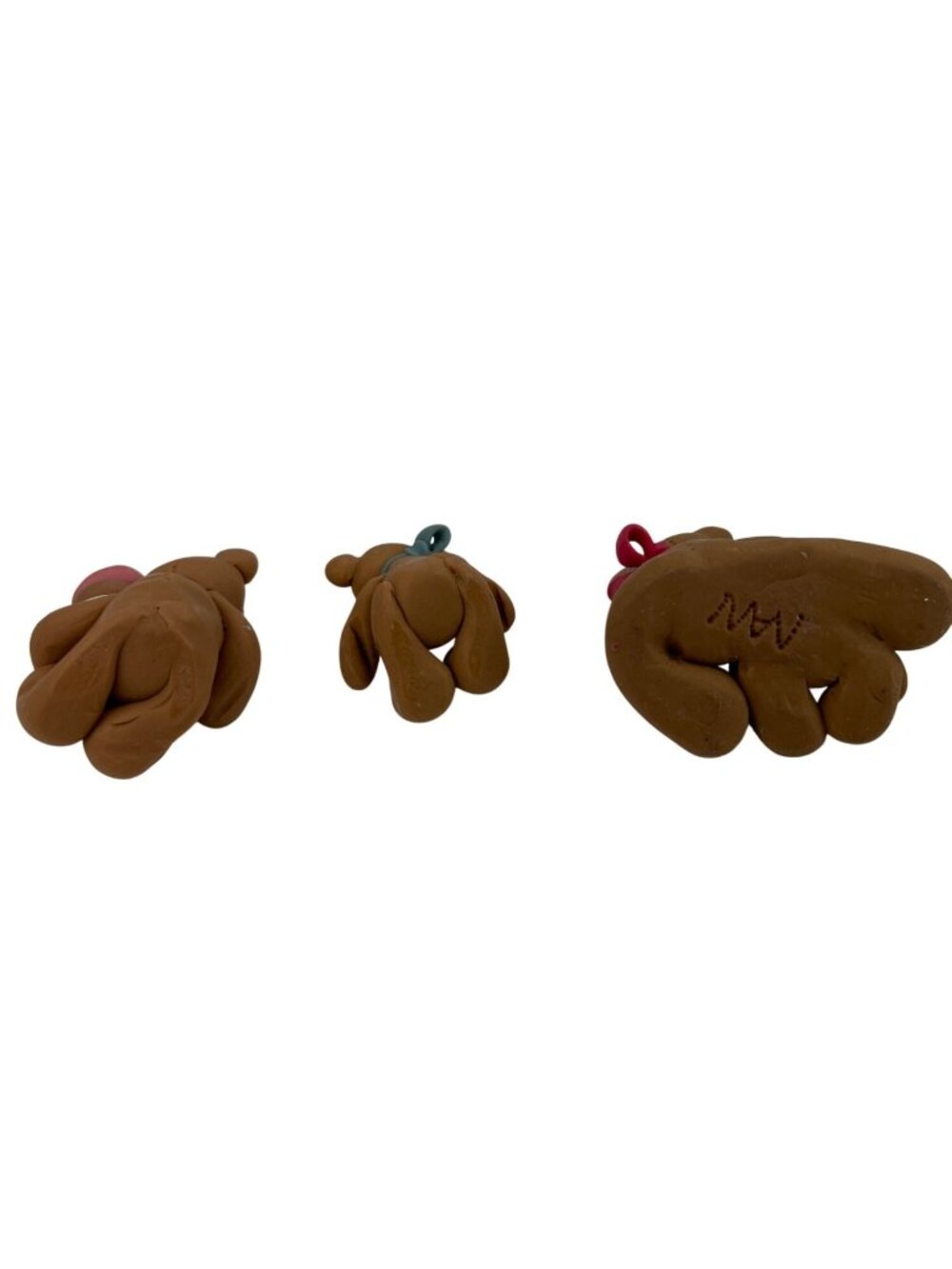 Vintage Handmade Set of 3 Polymer Clay Brown Bear Miniature Figurines - Picture 10 of 12